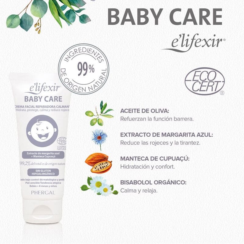 Beneficios Crema Facial Reparadora para bebés de Elifexir Natural Beauty