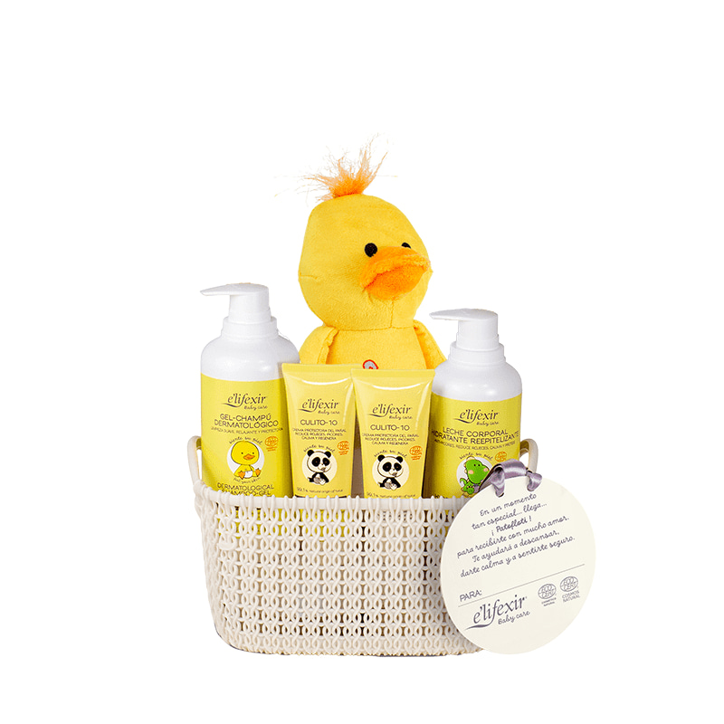 Cesta regalo bebé mi abracito con patofloti de regalo