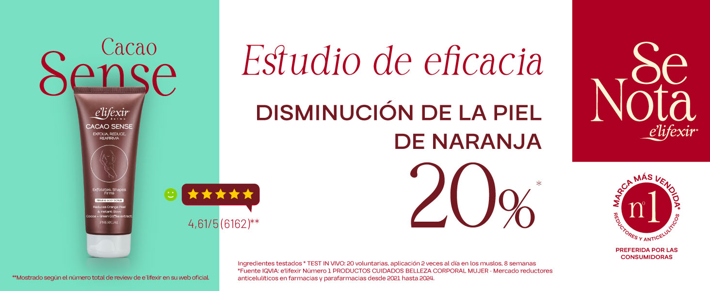 Test eficacia reducción piel naranja del exfoliante corporal Cacao Sense