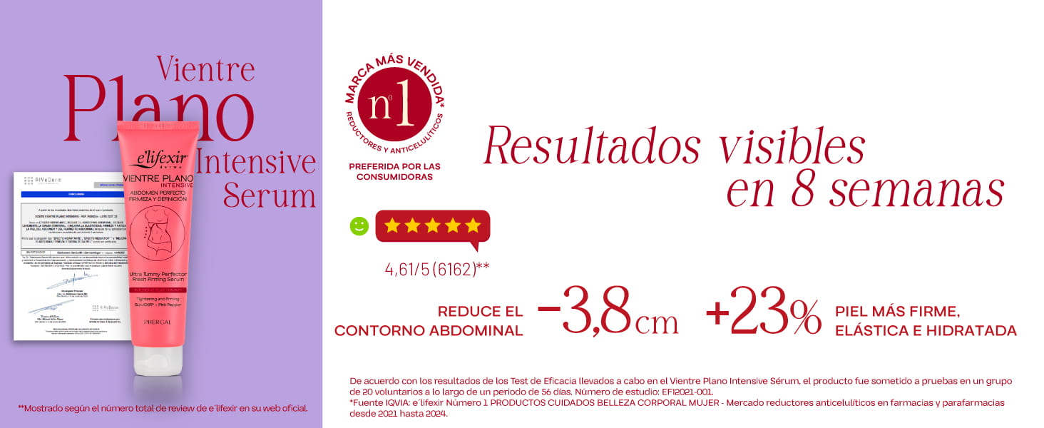 Resultados de eficacia del sérum reductor de abdomen vientre plano intensive
