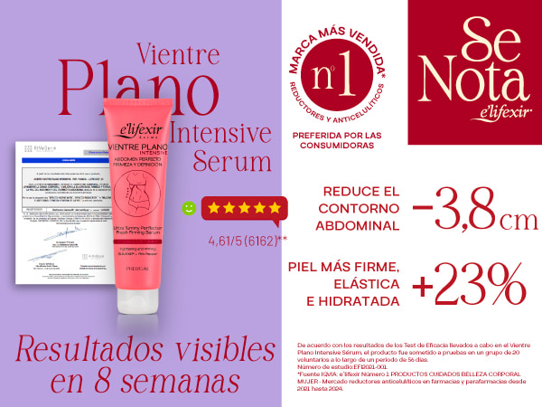 Resultados de eficacia del sérum reductor de abdomen vientre plano intensive